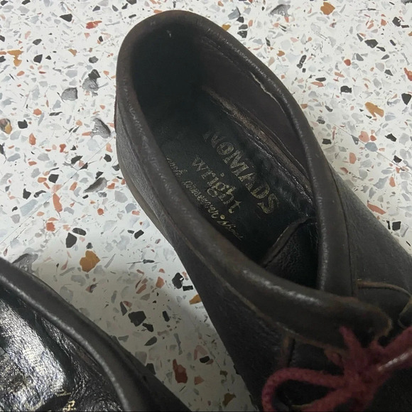 NOMADS Leather Loafer Arch Preserver Shoe Size 9.5 Wide Maroon Lace Up Preppy - Picture 13 of 15